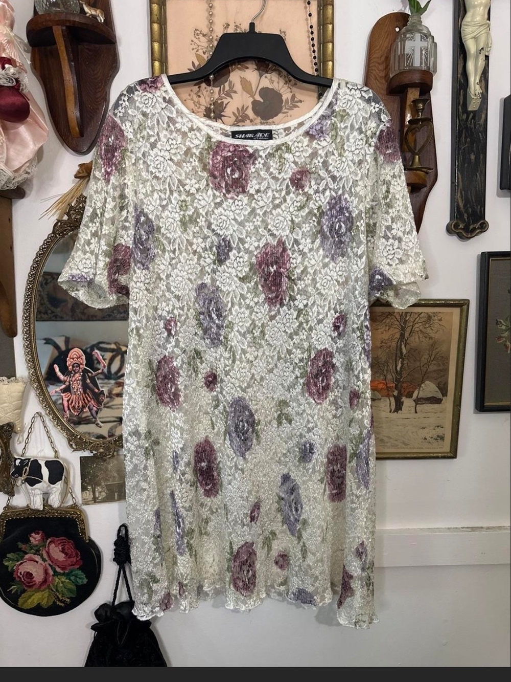Vintage Sharade of California Floral Lace Dress